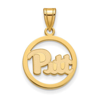 Sterling Silver Gold-plated LogoArt University of Pittsburgh Medium Circle Pendant