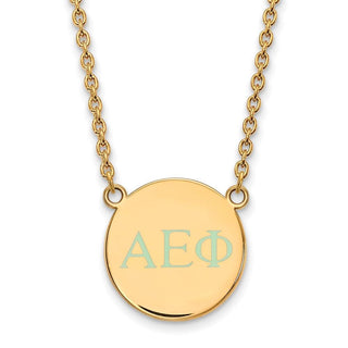 Sterling Silver Gold-plated LogoArt Alpha Epsilon Phi Sorority Greek Letters Small Color Enamel Pendant 18 inch Necklace GP028AEP-18