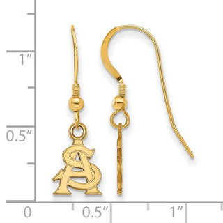 Sterling Silver Gold-plated LogoArt Arizona State University A-S Extra Small Dangle Wire Earrings