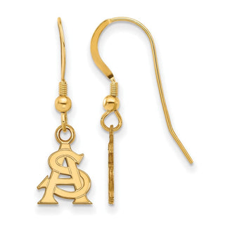 Sterling Silver Gold-plated LogoArt Arizona State University A-S Extra Small Dangle Wire Earrings