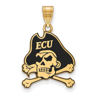 Sterling Silver Gold-plated LogoArt East Carolina University Pirate Large Enameled Pendant GP028ECU