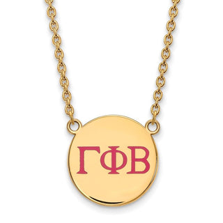 Sterling Silver Gold-plated LogoArt Gamma Phi Beta Sorority Greek Letters Large Color Enamel Pendant 18 inch Necklace GP028GPB-18