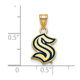Sterling Silver Gold-plated NHL LogoArt Seattle Kraken Enamel Pendant