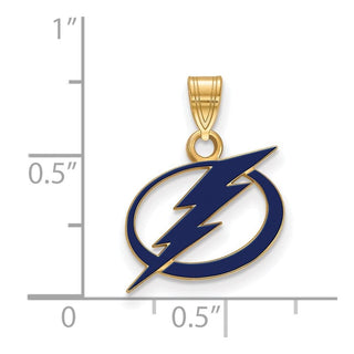 Sterling Silver Gold-plated NHL LogoArt Tampa Bay Lightning Small Enameled Pendant