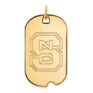 14k Gold LogoArt North Carolina State University N-C-S Large Dog Tag Pendant