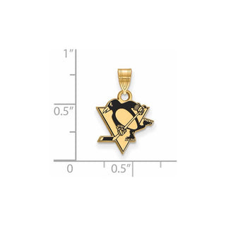 Sterling Silver Gold-plated NHL LogoArt Pittsburgh Penguins Small Enameled Pendant