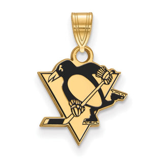 Sterling Silver Gold-plated NHL LogoArt Pittsburgh Penguins Small Enameled Pendant