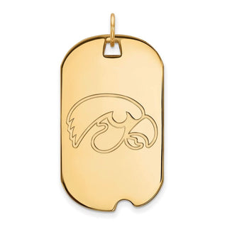 14k Gold LogoArt University of Iowa Hawk Large Dog Tag Pendant
