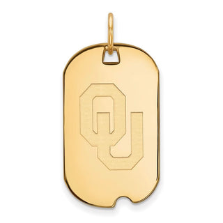 Sterling Silver Gold-plated LogoArt University of Oklahoma O-U Small Dog Tag Pendant