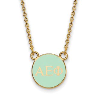 Sterling Silver Gold-plated LogoArt Alpha Epsilon Phi Sorority Greek Letters Extra Small Color Enamel Pendant 18 inch Necklace GP029AEP-18