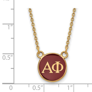 Sterling Silver Gold-plated LogoArt Alpha Phi Sorority Greek Letters Small Color Enamel Pendant 18 inch Necklace GP029APH-18