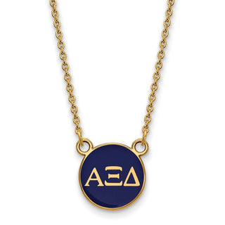 Sterling Silver Gold-plated LogoArt Alpha Xi Delta Sorority Greek Letters Small Color Enamel Pendant 18 inch Necklace