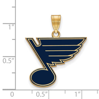 Sterling Silver Gold-plated NHL LogoArt St. Louis Blues Large Enameled Pendant