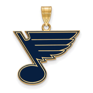 Sterling Silver Gold-plated NHL LogoArt St. Louis Blues Large Enameled Pendant