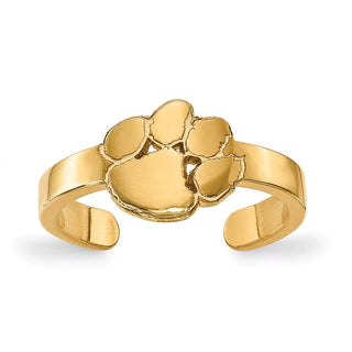 Sterling Silver Gold-plated LogoArt Clemson University Tiger Paw Toe Ring