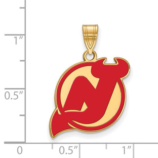 Sterling Silver Gold-plated NHL LogoArt New Jersey Devils Large Enameled Pendant