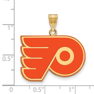 Sterling Silver Gold-plated NHL LogoArt Philadelphia Flyers Large Enameled Pendant