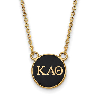 Sterling Silver Gold-plated LogoArt Kappa Alpha Theta Sorority Greek Letters Small Color Enamel Pendant 18 inch Necklace