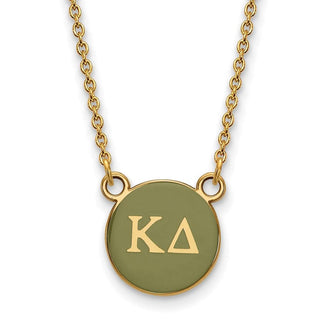Sterling Silver Gold-plated LogoArt Kappa Delta Sorority Greek Letters Small Color Enamel Pendant 18 inch Necklace GP029KD-18