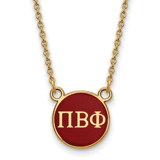 Sterling Silver Gold-plated LogoArt Pi Beta Phi Sorority Greek Letters Small Color Enamel Pendant 18 inch Necklace GP029PBP-18