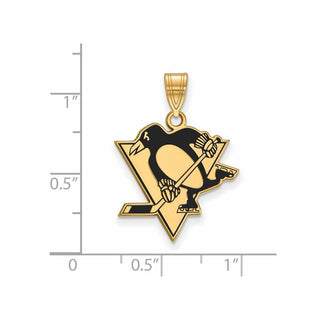 Sterling Silver Gold-plated NHL LogoArt Pittsburgh Penguins Large Enameled Pendant
