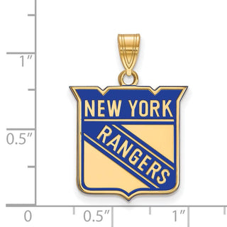 Sterling Silver Gold-plated NHL LogoArt New York Rangers Large Enameled Pendant