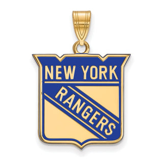 Sterling Silver Gold-plated NHL LogoArt New York Rangers Large Enameled Pendant