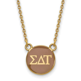 Sterling Silver Gold-plated LogoArt Sigma Delta Tau Sorority Greek Letters Small Color Enamel Pendant 18 inch Necklace GP029SDT-18