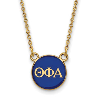 Sterling Silver Gold-plated LogoArt Theta Phi Alpha Sorority Greek Letters Small Color Enamel Pendant 18 inch Necklace GP029TPA-18