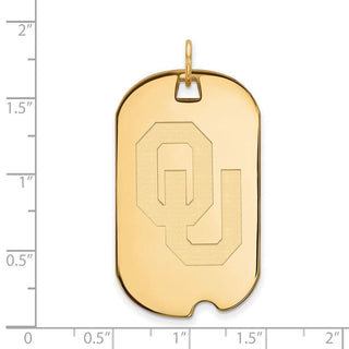 Sterling Silver Gold-plated LogoArt University of Oklahoma O-U Large Dog Tag Pendant