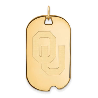Sterling Silver Gold-plated LogoArt University of Oklahoma O-U Large Dog Tag Pendant