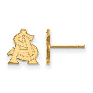 Sterling Silver Gold-plated LogoArt Arizona State University A-S Extra Small Post Earrings