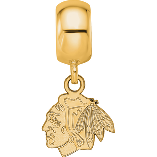 Sterling Silver Gold-plated NHL LogoArt Chicago Blackhawks Extra Small Dangle Bead