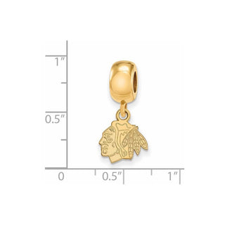 Sterling Silver Gold-plated NHL LogoArt Chicago Blackhawks Extra Small Dangle Bead