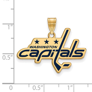 Sterling Silver Gold-plated NHL LogoArt Washington Capitals Large Enameled Pendant