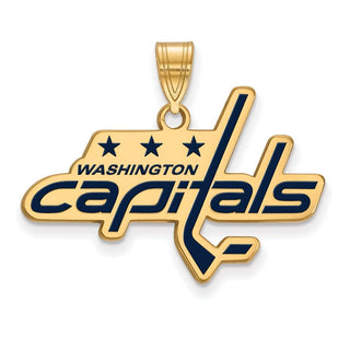 Sterling Silver Gold-plated NHL LogoArt Washington Capitals Large Enameled Pendant