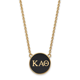 Sterling Silver Gold-plated LogoArt Kappa Alpha Theta Sorority Greek Letters Large Color Enamel Pendant 18 inch Necklace