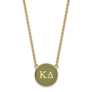 Sterling Silver Gold-plated LogoArt Kappa Delta Sorority Greek Letters Large Color Enamel Pendant 18 inch Necklace GP030KD-18