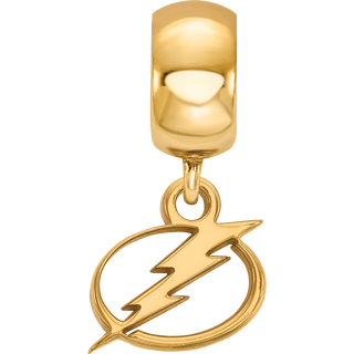 Sterling Silver Gold-plated NHL LogoArt Tampa Bay Lightning Extra Small Dangle Bead Charm