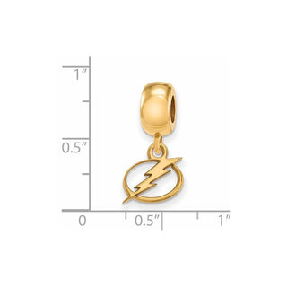 Sterling Silver Gold-plated NHL LogoArt Tampa Bay Lightning Extra Small Dangle Bead Charm