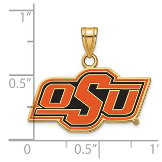 Sterling Silver Gold-plated LogoArt Oklahoma State University O-S-U Small Enameled Pendant