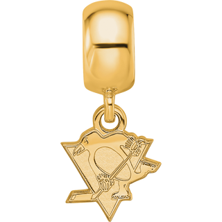 Sterling Silver Gold-plated NHL LogoArt Pittsburgh Penguins Extra Small Dangle Bead Charm