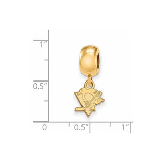 Sterling Silver Gold-plated NHL LogoArt Pittsburgh Penguins Extra Small Dangle Bead Charm