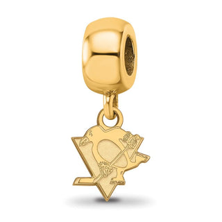 Sterling Silver Gold-plated NHL LogoArt Pittsburgh Penguins Extra Small Dangle Bead Charm