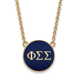 Sterling Silver Gold-plated LogoArt Phi Sigma Sigma Sorority Greek Letters Large Color Enamel Pendant 18 inch Necklace GP030PSS-18