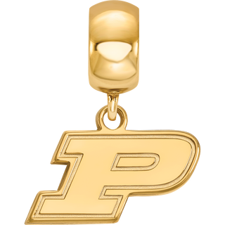 Sterling Silver Gold-plated LogoArt Purdue University Letter P Extra Small Dangle Bead Charm