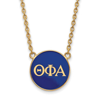 Sterling Silver Gold-plated LogoArt Theta Phi Alpha Sorority Greek Letters Large Color Enamel Pendant 18 inch Necklace GP030TPA-18
