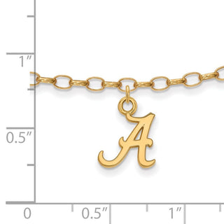 Sterling Silver Gold-plated LogoArt University of Alabama 9 inch Anklet