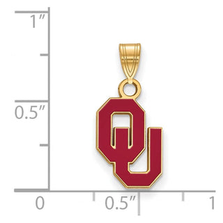 Sterling Silver Gold-plated LogoArt University of Oklahoma O-U Small Enameled Pendant
