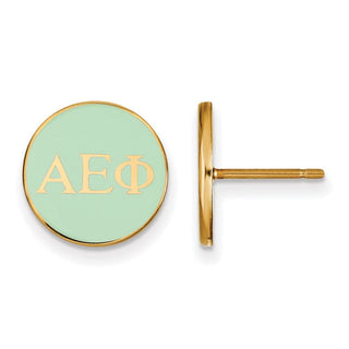 Sterling Silver Gold-plated LogoArt Alpha Epsilon Phi Sorority Greek Letters Color Enamel Post Earrings GP031AEP